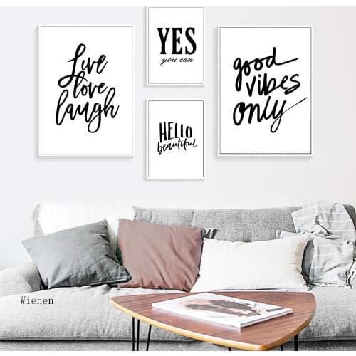 Abstract Black and White Canvas Painting Quotes Posters and Prints Living Room Poster Quote Wall Prints Decor Pictures Unframed