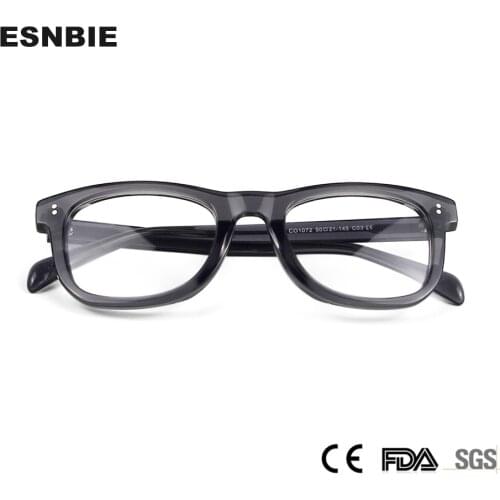 Acetate Eyeglasses Frame Men Square Transparent Grey Myopia Prescription Glasses Women Optical Clear Spectacles Eyewear
