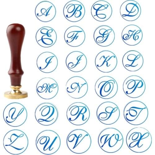 Alphabet Wax Seal Stamps Wooden Handle Metal Head Wax Beads for Scrapbook Wedding Invitation Decoration Seal DIY Sealing Wax