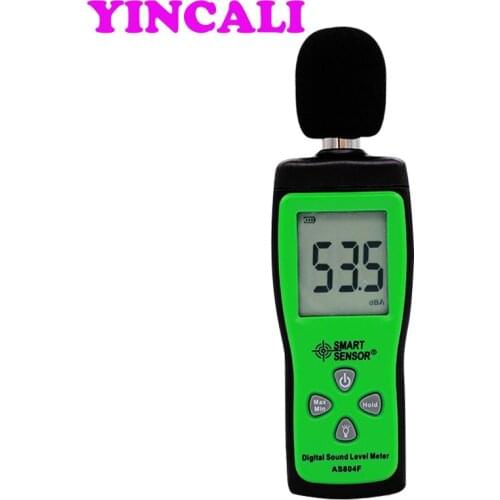 6 PCS/ lot Mini Digital Noise Tester AS804F High Resolution Sound Level Meter Large LCD with backlight display Range 30~130dB