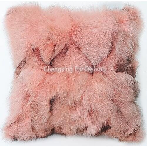CX-D-179C Wholesale Seat Sofa Patchwork Fox Fur Pillow Cover Soft Plush Cushion Cover Home Decoration FREE SHIPPING