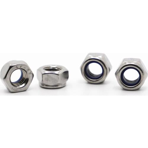DIN985 304 Stainless Steel Nylon Self-locking Hex Nuts Locknut Slip Lock Nut M2 M2.5 M3 M4 M5 M6 M8 M10 M12 M16