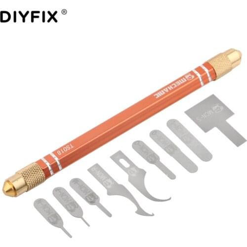 DIYFIX 10 in 1 Mobile Phone BGA IC Chip Repair Blades Kit for iPhone A8 A9 A10 CPU Remover Logic Board NAND Flash Repair Tools