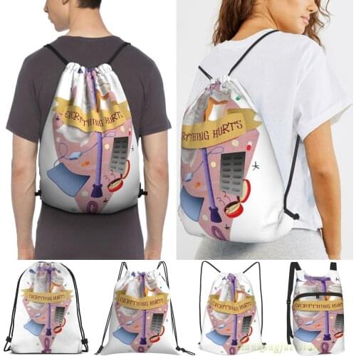 Everything Hurts Spoonie Design Men Outdoor Travel Gym Bag Waterproof Drawstring Backpack Women Fitness Swimming Bag
