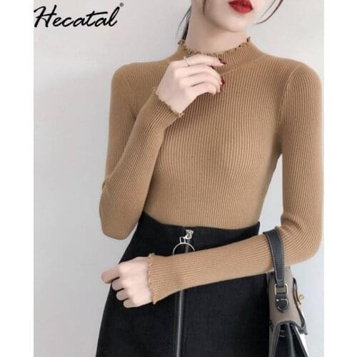 Heeatal Knit Pullover Sweater Women Long Sleeve Crop Top Women Sweaters Slim Winter Tops for Women 2021 Fall Winter Pull Femme