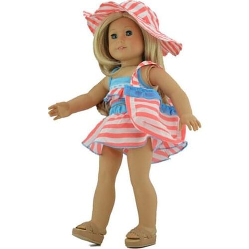 18 inch AMERICAN PRINCESS doll clothes and accessories Pink Bikini Swimsuit Swimwear for girl doll
