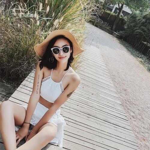Tankini Swimsuit Female Swimwear Separate Three Pieces Beach Bathing Suit Swim Suit Women Split Ruffle Korean Vintage Plus Size