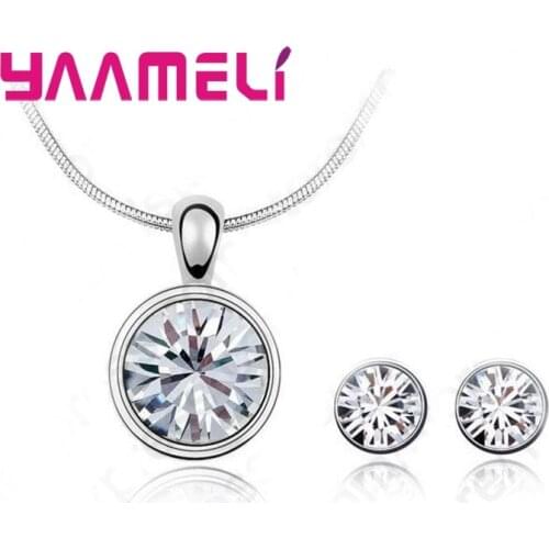 Best selling 925 Serling Silver Cubic Zirconia Necklace Pendant Earrings Fine Jewelry Sets Free Shipping