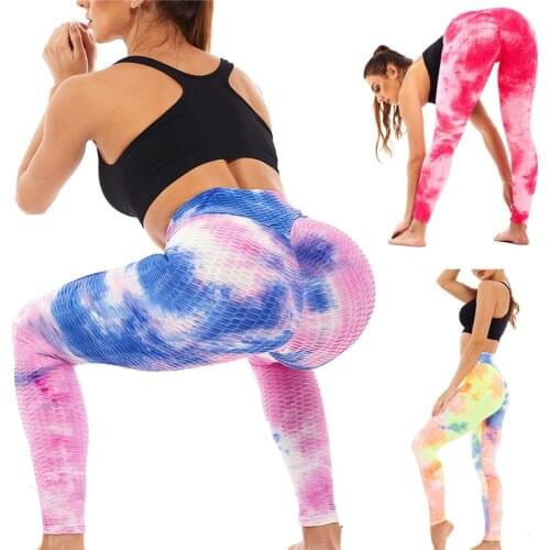 2020 Fashion Women Die-Dyed High Waist Yoga Fitness Leggings Floral Print Running Gym Stretchy Sport Pants Trousers