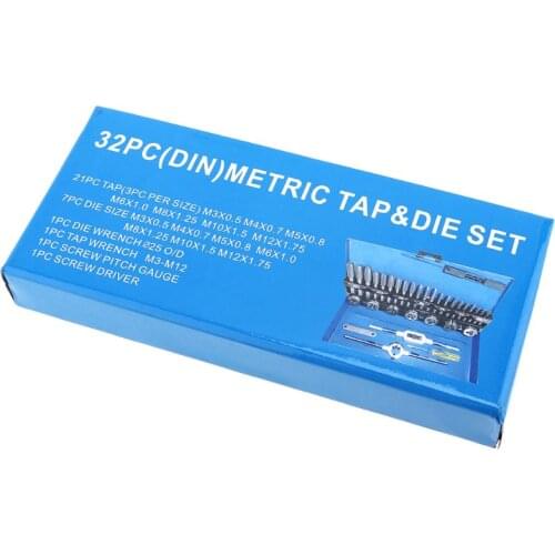 32pcs Metric Tap and Die Set Alloy Steel M3-M12 Wrench Screwdriver Drill Bits New 2020