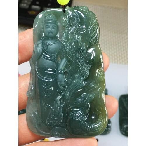 Real 7A Myanmar jade Hand-Carved jade guan yin emperor green jade pendant jade necklace pendants jewelry jade necklaces woman