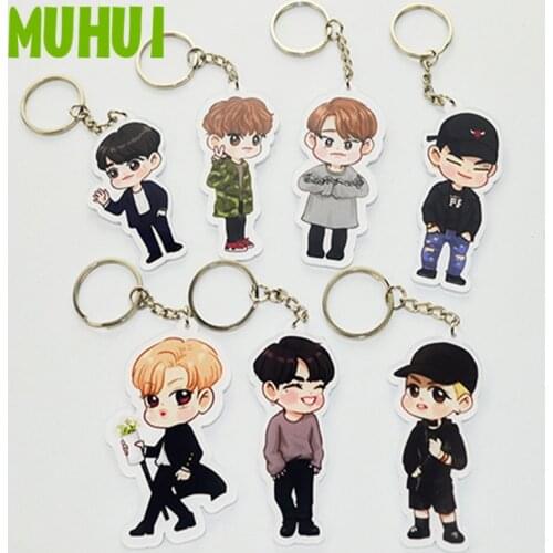 2019 NEW GOT7 Album JACKSON JB MARK Plastic Q Style Figure Key Chain Key Ring Pendant Keyring Keychain 18415