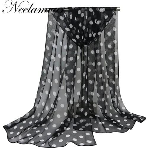 New Stylish SCARF 150*60cm Spotted Girl Long Soft Silk Chiffon Scarf Wrap Polka Dot Shawl For Women Girls Scarves