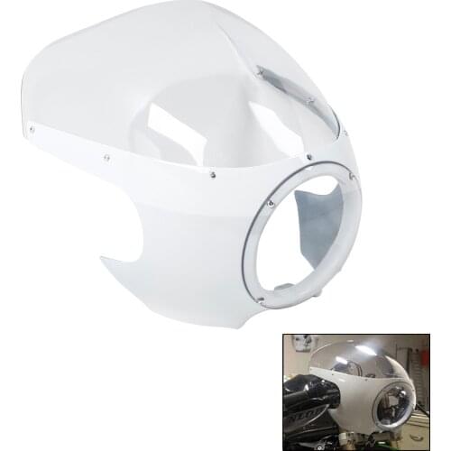 Motorcycle 5 3/4" Cafe Racer Headlight Fairing Windshield Windscreen For Harley Sportster XL 883 1200 Dyna White