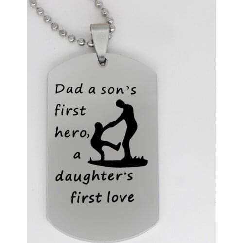 Ufine jewelry dad gift pendant army card dad a sons first hero a daughter fist love stainless steel customed necklace N4361