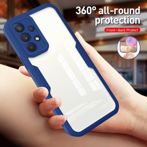 Luxury Transparent 360 Full Cover Cases For Samsung Galaxy A32 4G Front Back Case For Sansung A 32 Phone Protection Coque Fundas