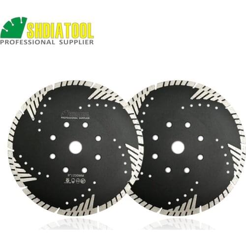 SHDIATOOL 2pcs 230mm Hot Pressed Diamond Turbo Blade With Slant Protection Teeth concrete tile granite marble Cutting disc