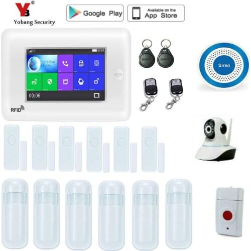 433MHz All Touch color Screen Wireless WIFI GSM GPRS RFID card Burglar Alarm System Smart Home Security DIY Alarm