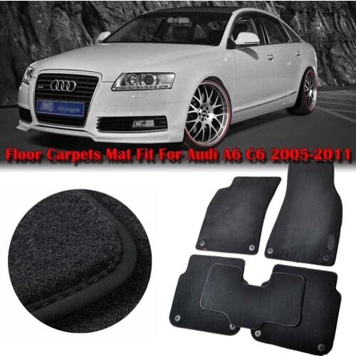 Custom Fit Solid Nylon Auto Odorless Front+Rear All Weather Car Floor Mats Liner Protection Carpet For Audi A6 C6 2005-2011
