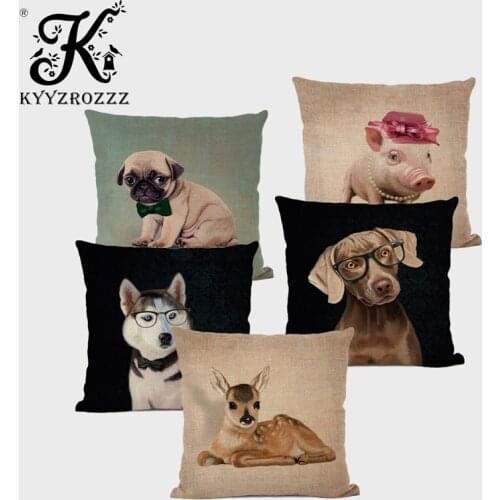 Vintage Dog Poster Lovely Dachshund Chihuahua Poweranian Art Home Decorative Pillow Cases Linen Sofa Chair Cushion Cover