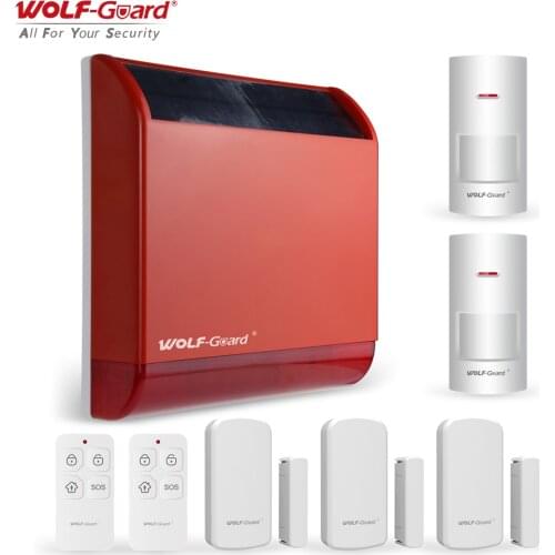 Wolf-Guard Solar Flash Siren Alarm 110dB Outdoor Anti-Tamper Environment Protection Home Security Burglar System Kit 433MHz