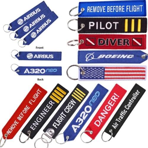 Boeing Embroidery Travel Luggage Bag Tag Best Gift for Flight Crew Aviation Keychain