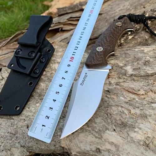New TUNAFIRE GT0156 Tactical Survival Knife D2 Stainless Steel Fixed Blade Knife EDC Outdoor Hunting Knives