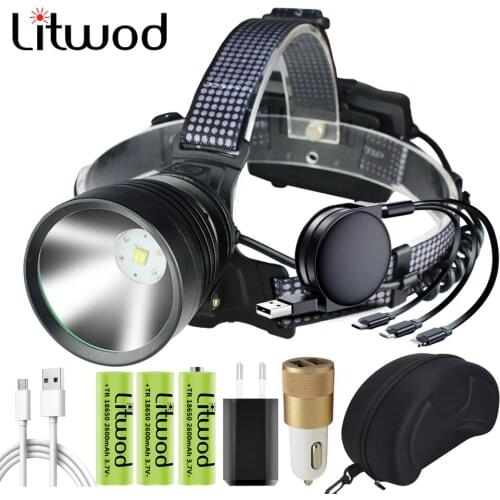 Xhp90.2 7 Core Led Headlamp Built-in Cooling Fun Zoom Head Lamp Flashlight Torch Power Bank 7800mah 3* 18650 Battery Headlight