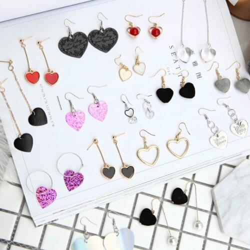 YOBEST heart shape flannel Drop Earrings Set For Women Girl Brincos black red pink Earrings party Gift jewelry