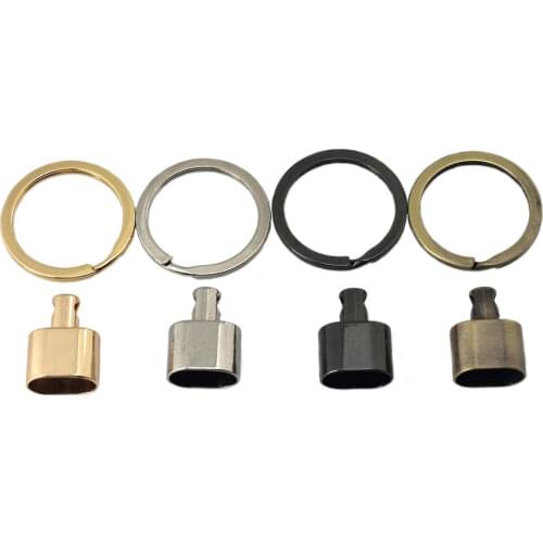 1pcs Metal Keychain Fashion Split Rings Double Loop Buckle Leather Craft Tiny Pet Leash Bag Strap Webbing Keychain Hooks DIY