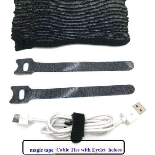 180pcs 150*12mm Magic Nylon Reusable Cable Ties with Eyelet Holes back to back cable tie nylon strap Magic hook loop fastener