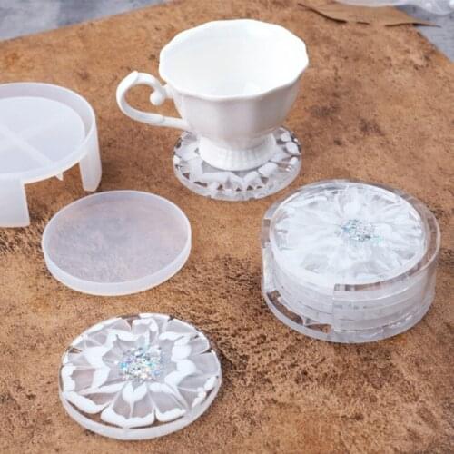 2021 DIY Crystal Epoxy Resin Mold Coaster Round Coaster Box Storage Box Silicone Mold For Resin