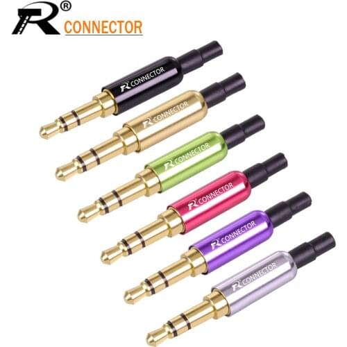 3pcs MINI Jack 3.5mm Aluminum 3Pole Gold-plated Stereo Earphone Adapter with Tail plug clamps Cable clip For DIY Stereo Headset