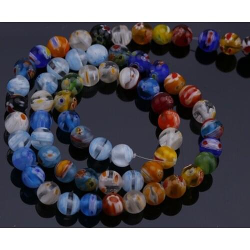 3pcs Coloured glaze thousand flowers DIY beads scattered beads 6 mm