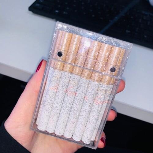Fashion Glitter Colorful Cigarette Box Flashing Transparent Crystal Smoke Case Magnet Automatic Glitter Ultra-thin Women Gifts