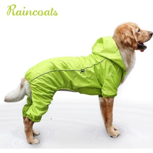Large Dog Raincoat Hooded Golden Retriever Clothes Medium Big Dog Rain Coat Costumes Waterproof Jumpsuit For Labrador Husky