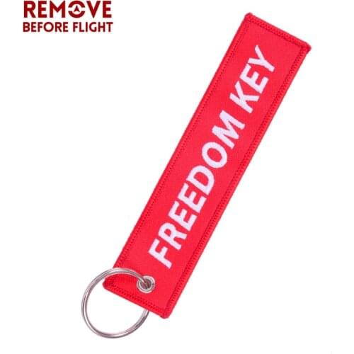 Freedom Key Chains for Cars Red Embroidery Key Ring Chain for Aviation Gifts Remove Before Flight OEM Keychain Jewelry llavero
