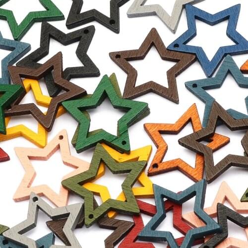 Five-pointed Star High Quality Natural Wooden Chain Beads Loose Beads For Jewelry Making DIY Costume Necklace Earrings Supplies