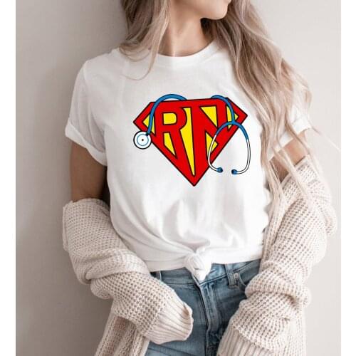 Registered Nurse RN T-shirt Nursing School Shirt Gift for Nurse Superhero Nurse Tee Streetwear Women Top Summer Plus Size Tees