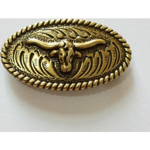 KB105) Wholesale 50pc 1-3/4" Western Oval Rope Longhorn Steer Concho Antique-Bronze