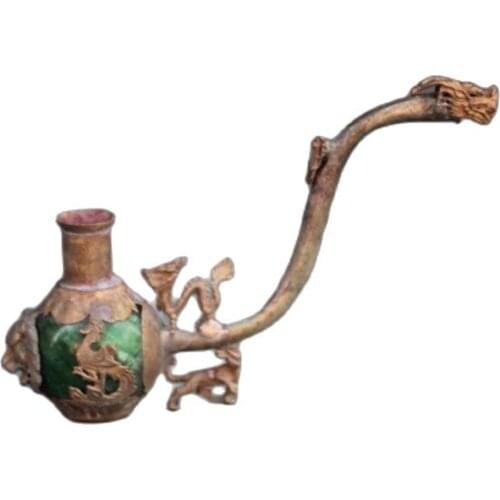 Collectibles Chinese Old Beijing secondhand goods Handmade Jade silver Water pipe