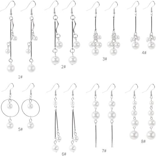 Korean Long Pearl Tassel Earrings for Women Girls Round Pearl Dangle Statement Earrings Trendy 2020 Jewelry New Earrings Set