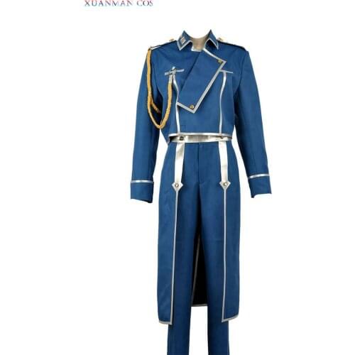 Fullmetal Alchemist Cosplay Costume Colonel Roy Mustang Jacket Military Uniform Cosplay Lieutenant Riza Hawkeye Halloween Suit