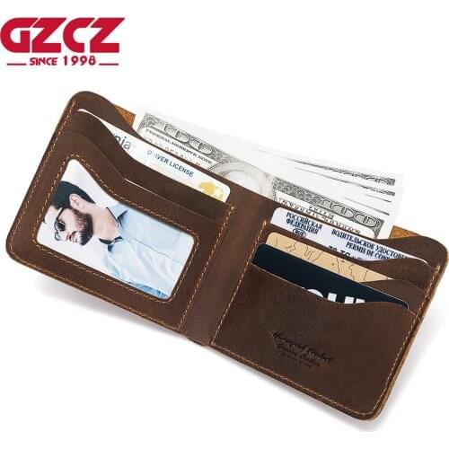 Fashion Slim Wallet Genuine Leather Credit Card Holder Short Perse Leather ID Card Holder Bank Multi Slot Card Male Purse Mini