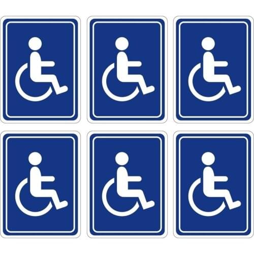 7.6*10cm for Disabled Wheelchair Stickers Handicap Access Sign-Outdoor/Indoor Use, Vinyl Decals, UV ProtectedWaterproof 6 Labels