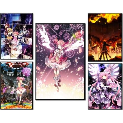 Prints Wall Art Canvas Painting Japanese Anime Puella Magi Madoka Magica Poster Modular Pictures For Living Room Home Decoration