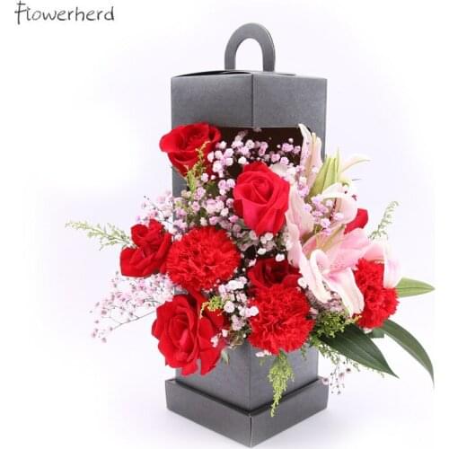 New Flower Packing Bax Lighthouse Portable Flower Box Flower Bouquet Packaging Gift Box Home Decoration Party Supplies
