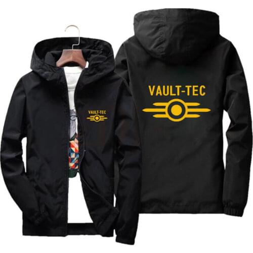 2021 New Arrivals Mens woman Hood Jacket Fashion Vault -Tec logo Gaming Video Game Fallout print Casual Windbreaker Men Jacket