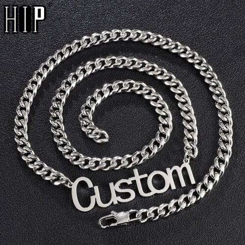 Hip Hop Name Necklace Custom Letter With 6MM Cuban Chain Stainless Steel Initial Letters Personalized Choker For Men Jewelry