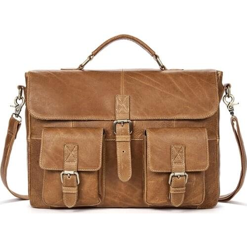 Mens Bag Genuine Leather Mens Shoulder Bags Male Leather Laptop Briefcase Messenger/Crossbody Bags for Men Handbag